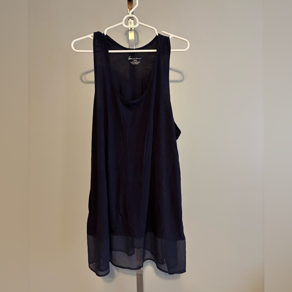 Lane Bryant Women’s Tank Tunic Mesh Trim At Hem Navy Blue 22/24
